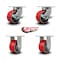 Service Caster 6'' Heavy Duty Red Poly on Cast Iron Wheel Caster Set 2 Brakes 2 Rigid, 4PK CRAN-SCC-KP92S630-PUR-RS-SLB-2-R-2 - alternate 4